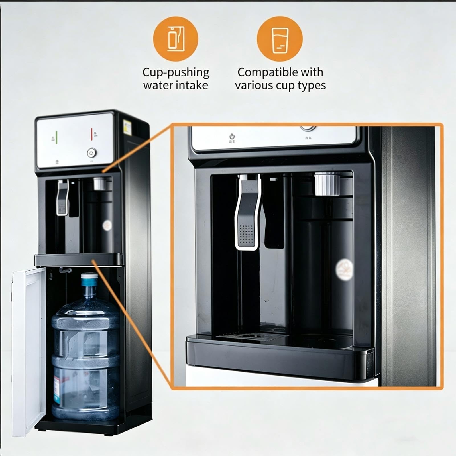 Dispenser acqua, Erogatore Acqua Fredda Calda e Ambiente, 3 temperature, Refrigeratore d'acqua con caricamento dal basso per case, uffici, palestre e altri spazi commerciali