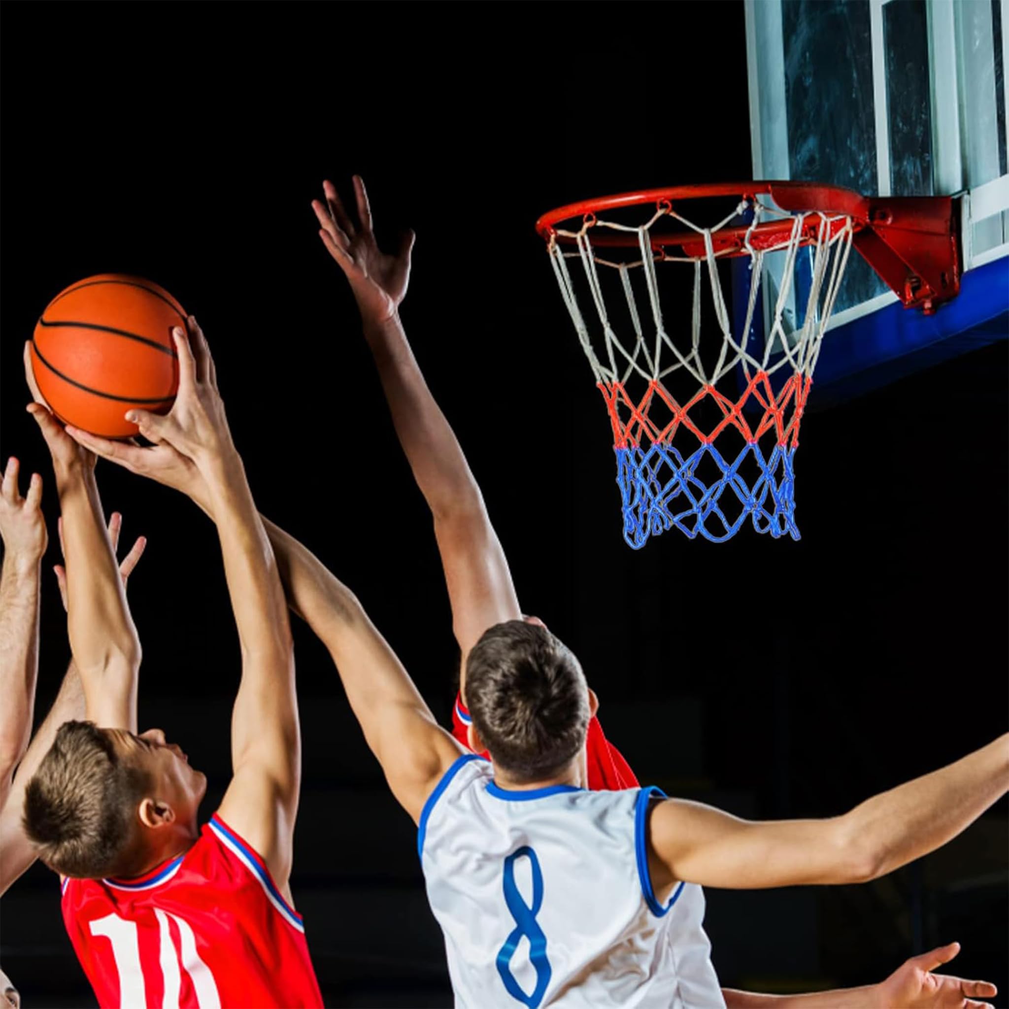 2 Pezzi Rete da Basket, Rete per Canestro da Basket Dimensioni Standard con 12 Anelli, Rete da Basket per Esterno e Interno, Nylon Rinforzato Resistente alle Intemperie, Lunghezza 45cm