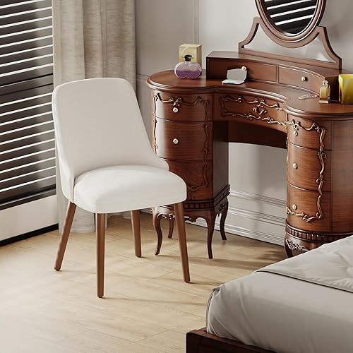 Miniatura 10 de Juego de 4 sillas de comedor tapizadas con patas de madera, sillas de cocina acolchadas con respaldo alto para comedor, restaurante y cafetería,