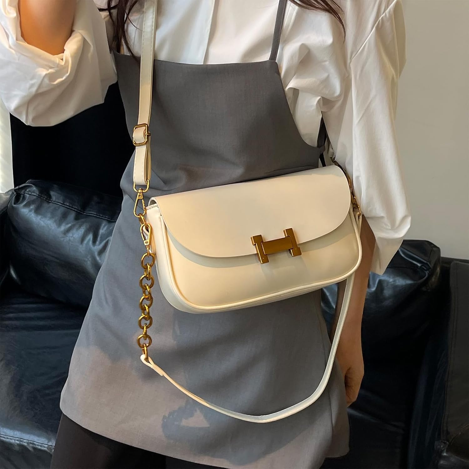 Shoulder Bag for Women Trendy Crossbody Purse Vegan Leather Hobo Handbags Clutch Saddle Bag with 2 Removable Strap - Image 3