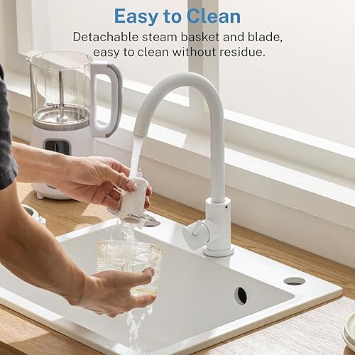 Miniatura 8 de Ollygrin - Vaporizador y licuadora de alimentos para bebés, procesador de alimentos para bebés, máquina de puré para bebés, batidora de vapor para