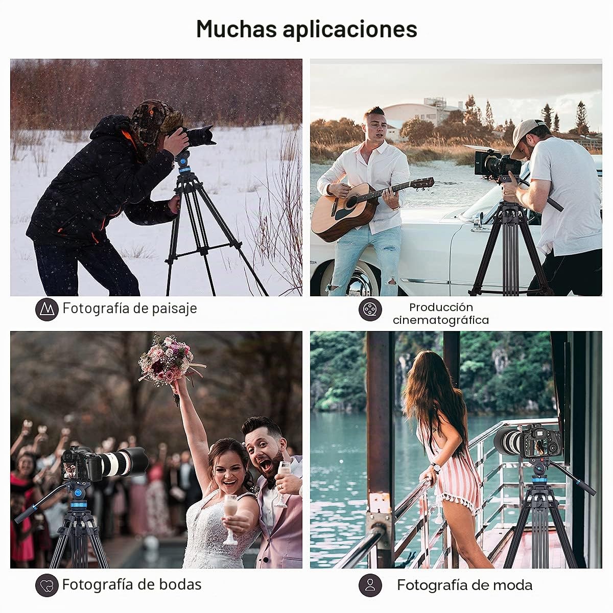 SIRUI Vídeo Trípode SH15, 155cm Trípode de Vídeo para Cámara con Cabezal Fluido, Aluminio Cámara de Viaje Duradero para Videocámara, Base Panorámica de 360°, Carga Máxima 10KG