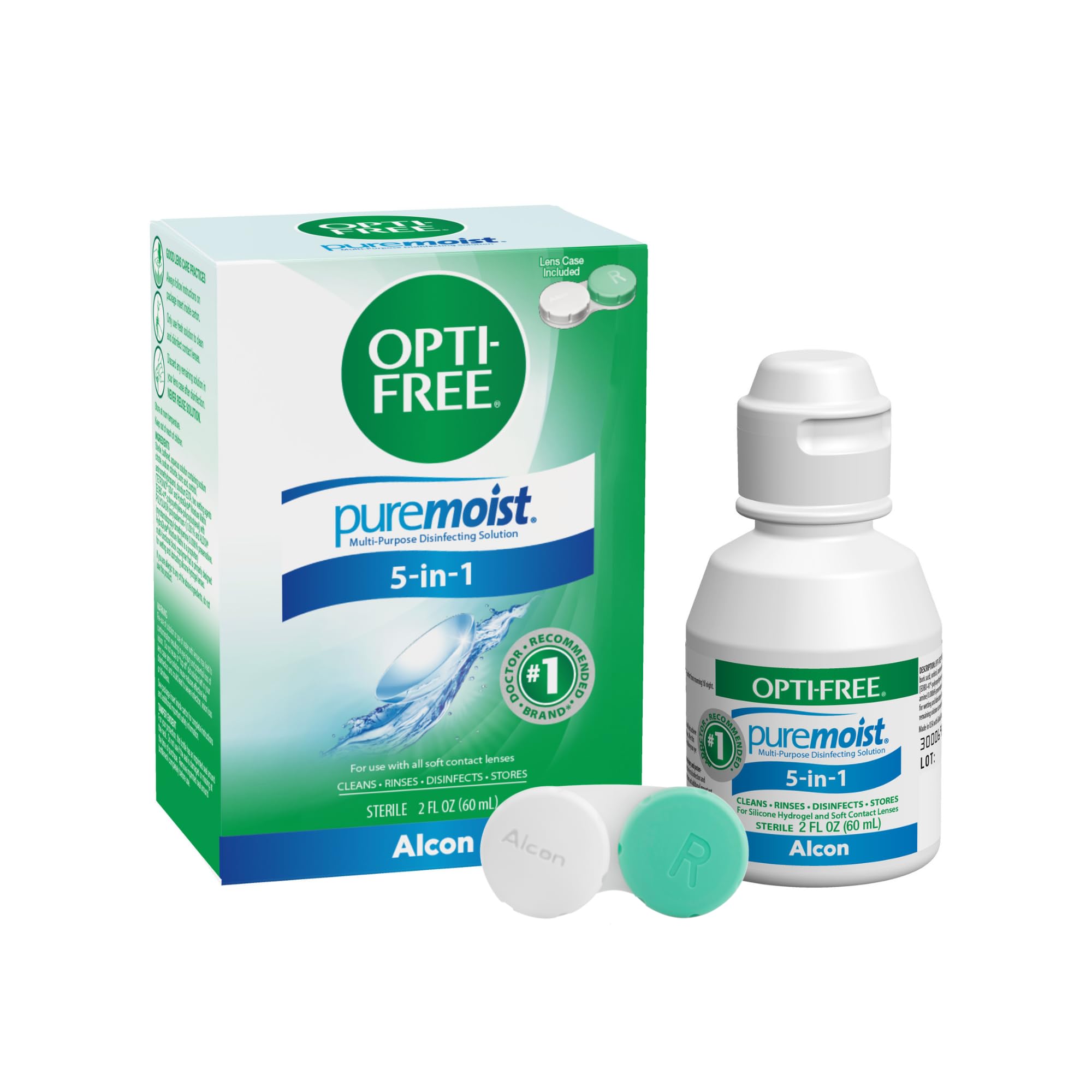 Opti-Free Puremoist Multi-Purpose Disinfecting Solution with Lens Case, 2-Ounces