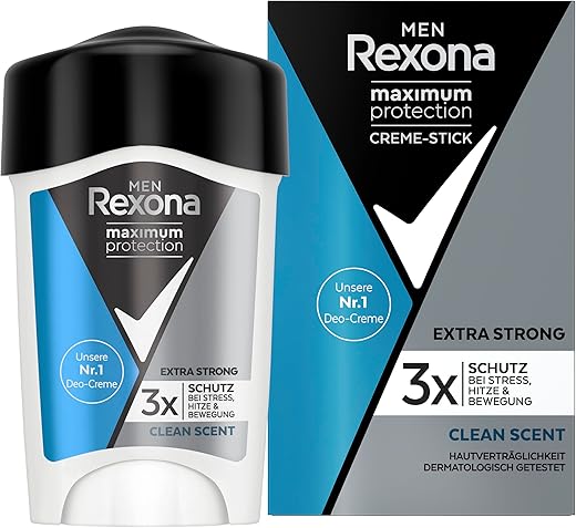 Rexona Men Maximum Protection Deo Creme Clean Scent Anti Transpirant mit 3x Schutz bei Stress, Hitze & Bewegung 45 ml