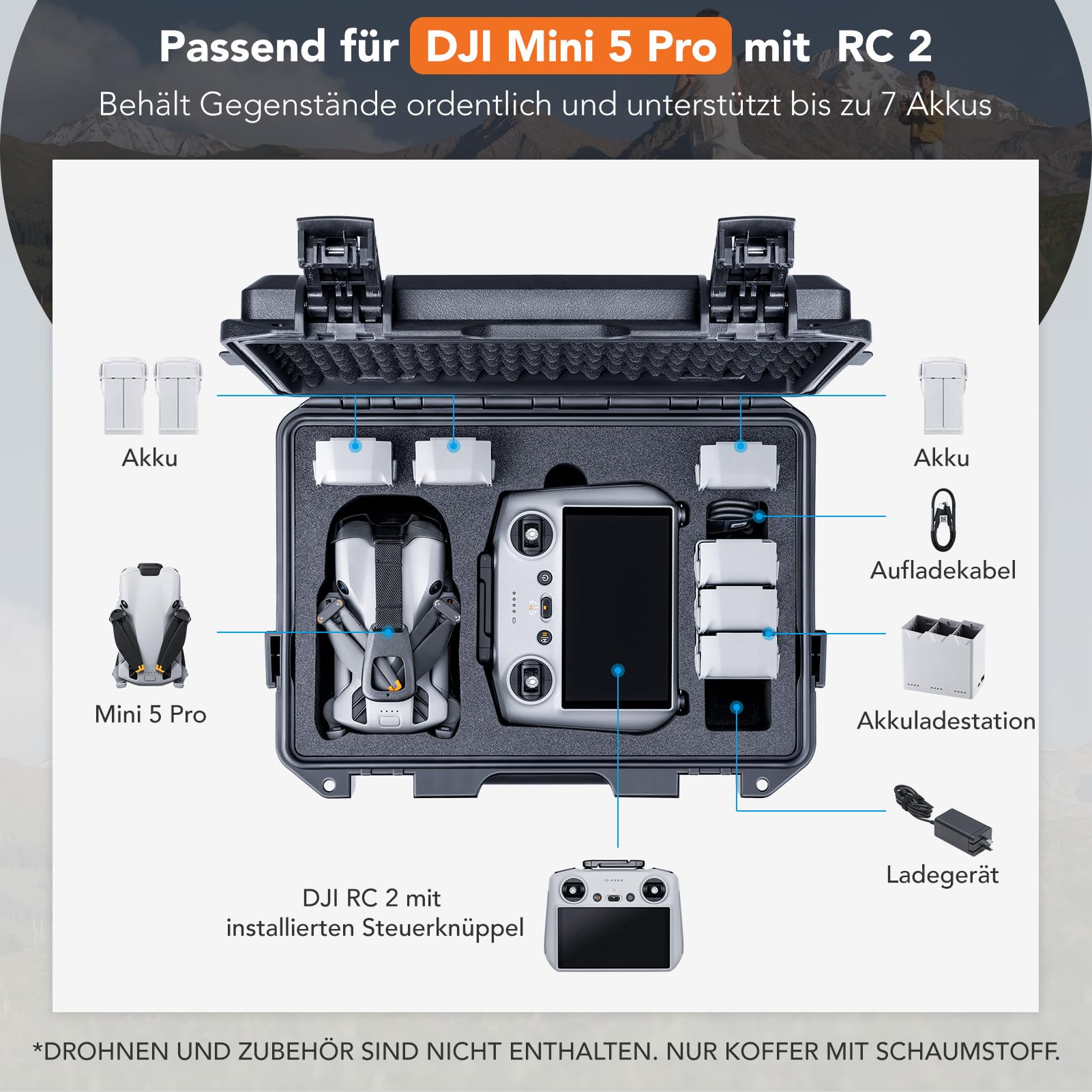 Lykus Titan MM510 Wasserdichter Koffer für DJI Mini 5 Pro, RC2/RC-N3