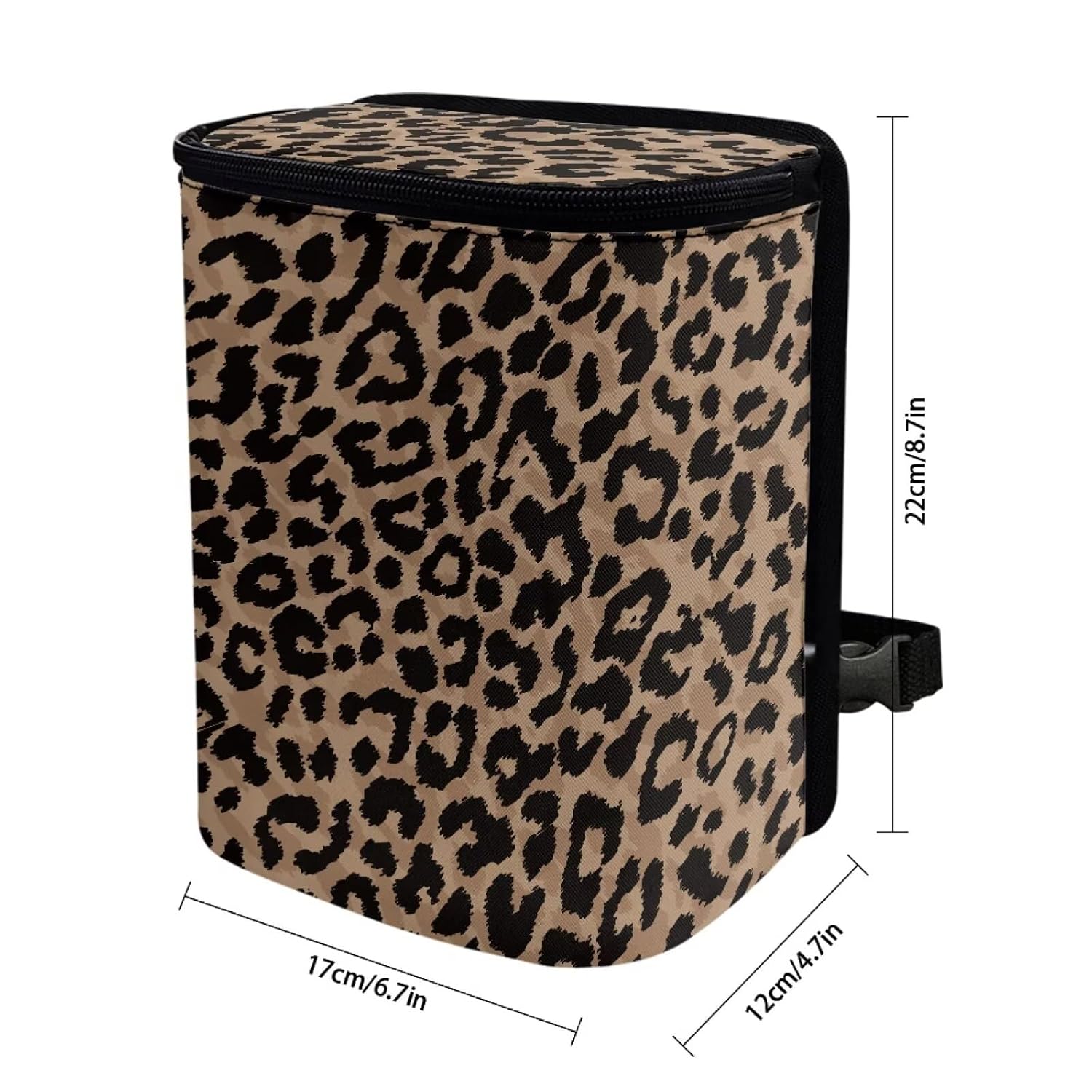 Funnydude Leopard Print Car Trash Can Bin for Back Seat Collapsible Trash Can Auto Garbage Cans Organizer