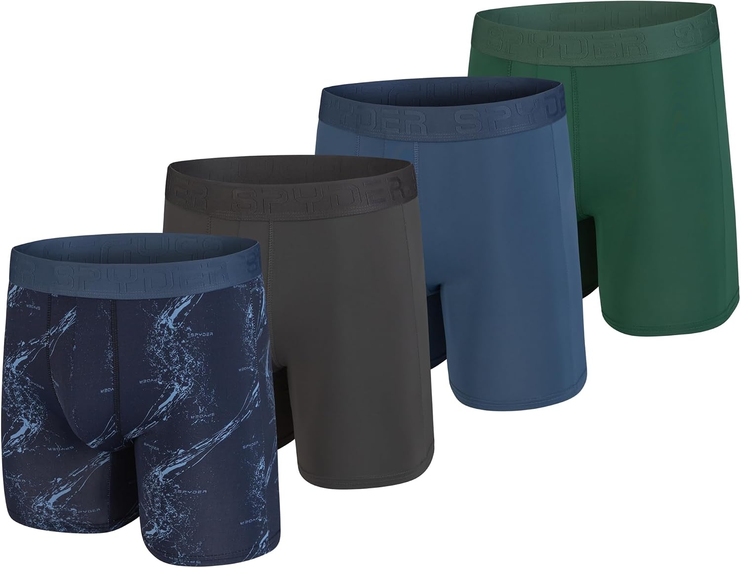 Spyder Men's 4-Pack Variety Liquid Cool Active Performance Athletic Underwear Boxer Briefs
