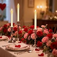 Vista 4 de Rechargeable Flameless Taper Candles with Charging Station & Remote Timer, 6 Pcs Real Wax LED Taper Candles, Battery Operated Candlesticks for Home