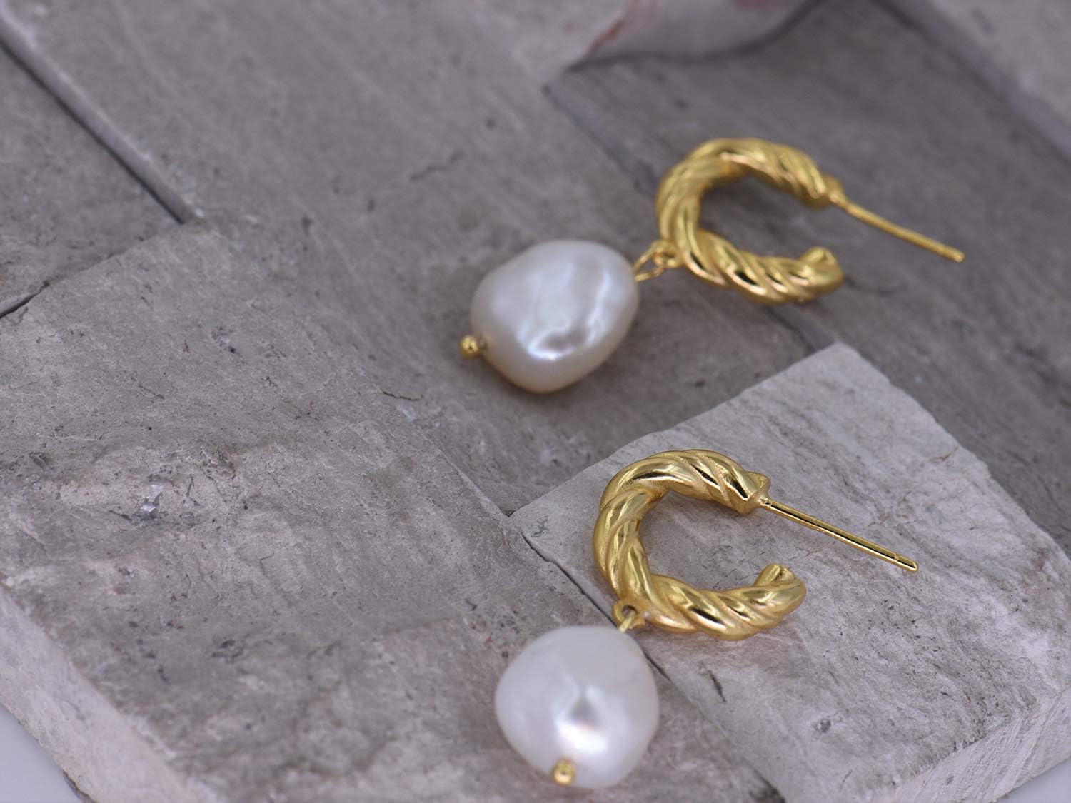 Baroque Pearl Earrings [.925 Sterling Silver] - Vintage/Art Deco/Gala/Evening Wear/Elegant/Ballroom/Bridal