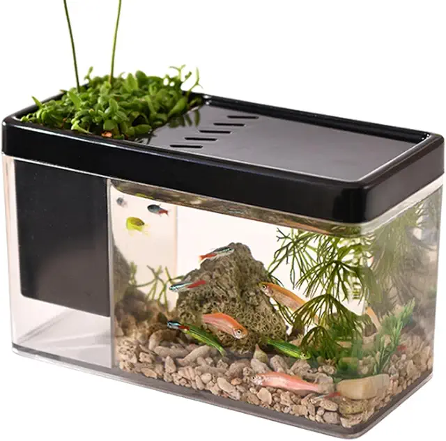Klein Aquarium billig - Kunststoff Fischbecken für Desktop, Betta Fische & Garnelen