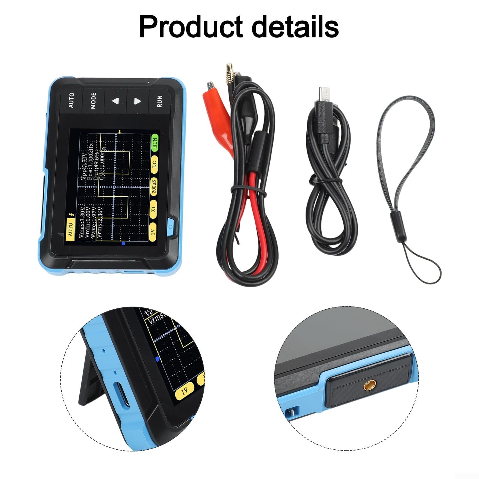 Oscilloscopio digitale palmare DSO152, larghezza di banda 200 kHz, frequenza di campionamento 2,5 MS/s, display LCD da 2,8", modalità automatica con un pulsante, misurazione ±400 V per laboratori