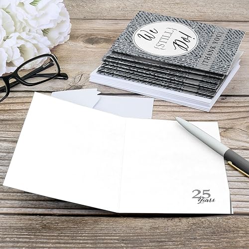 Miniatura 3 de Big Dot of Happiness We Still Do - 25 aniversario de boda - Tarjetas de agradecimiento para fiesta (8 unidades)