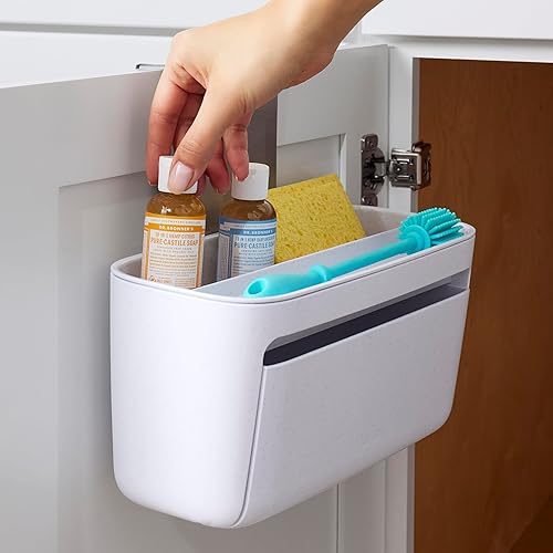 Miniatura 8 de YouCopia DoorStash™ - Soporte para cápsulas de lavavajillas con tapa, contenedor de almacenamiento colgante para detergente, color blanco moteado
