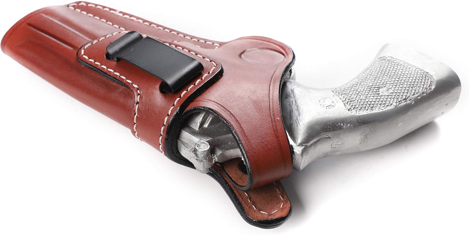 Pusat Holster Premium Leather IWB and OWB Belt Holster 4 inch 357 MAG for Revolver Smith Wesson Model 581-586-681-686 L Frame Right Hand