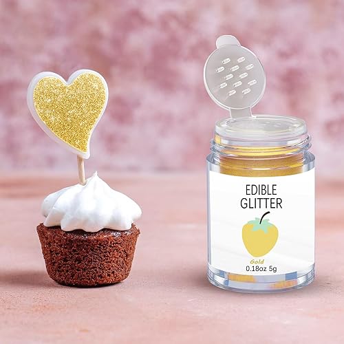 Miniatura 4 de Colaele - Polvo de brillo comestible dorado para tartas y bebidas, 0.18 oz de polvo brillante de grado alimenticio metálico para decoración de