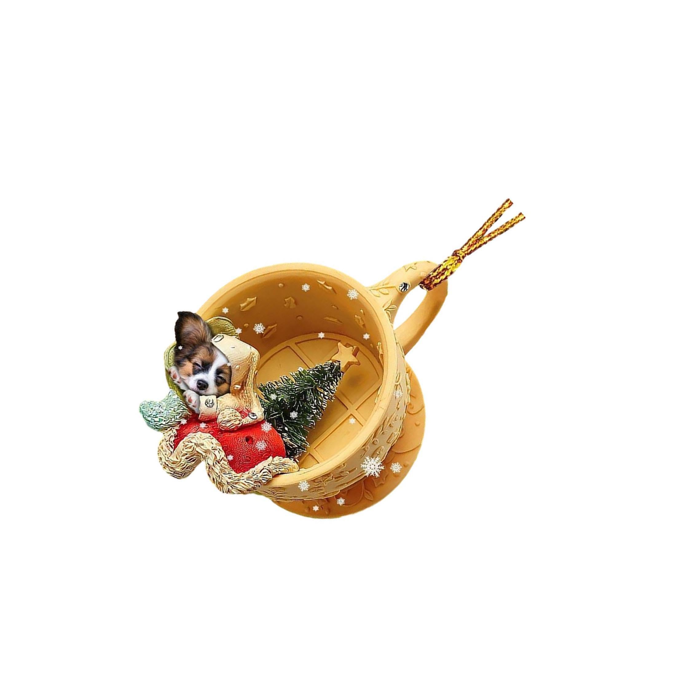 TWISAXC Holiday Delights Adorable Dog Figurine Ornaments For Xmas Tree And Backpack Christmas Dog Pendant Ornament Xmas Holiday Decor And Sturdy And Durable.