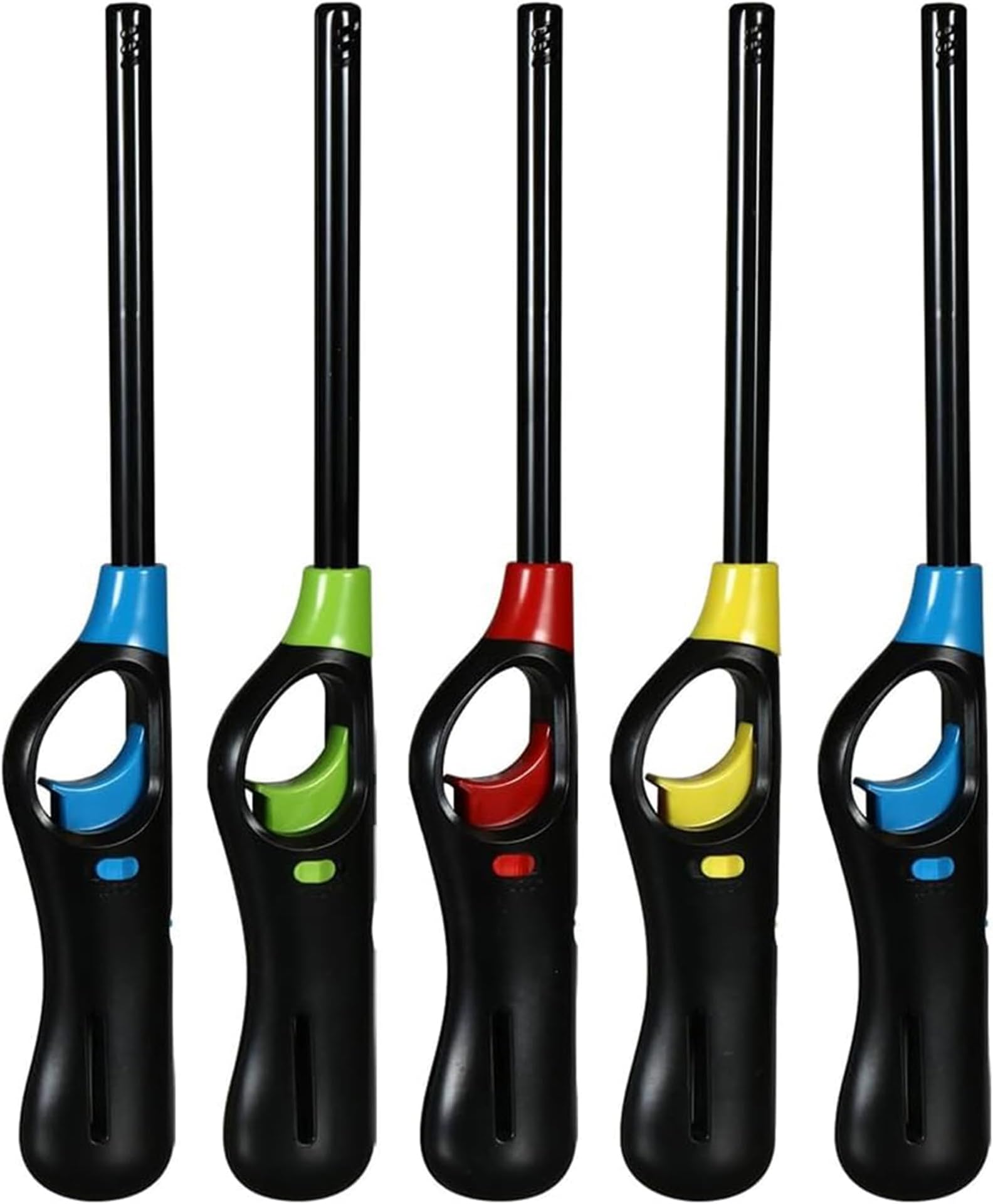5 x Candle Lighter Refillable Gas Adjustable Flame Windproof Long Reach BBQ Lighter for Kitchen Cooking Camping Wood Burner & Fireworks