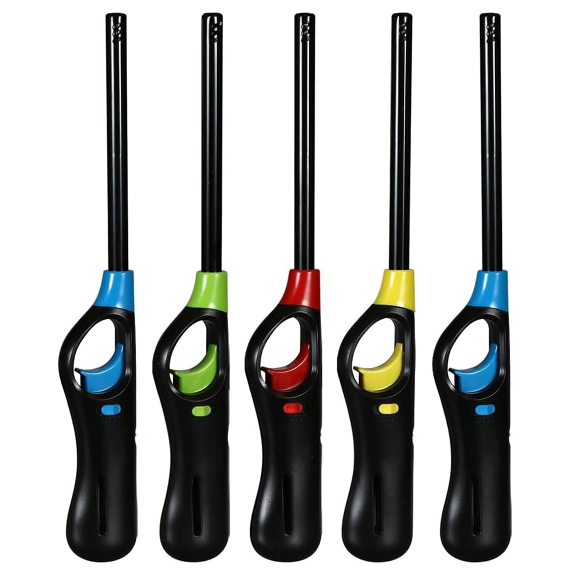5 x Candle Lighter Refillable Gas Adjustable Flame Windproof Long Reach BBQ Lighter for Kitchen Cooking Camping Wood Burner & Fireworks