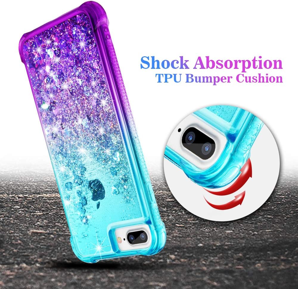 Ruky iPhone 6 Plus 6s Plus 7 Plus 8 Plus Case, Gradient Quicksand Series Glitter Bling Liquid Floating Flexible TPU Women Girls Cover Phone Case for iPhone 6 Plus 6s Plus 7 Plus 8 Plus (Aqua Purple)
