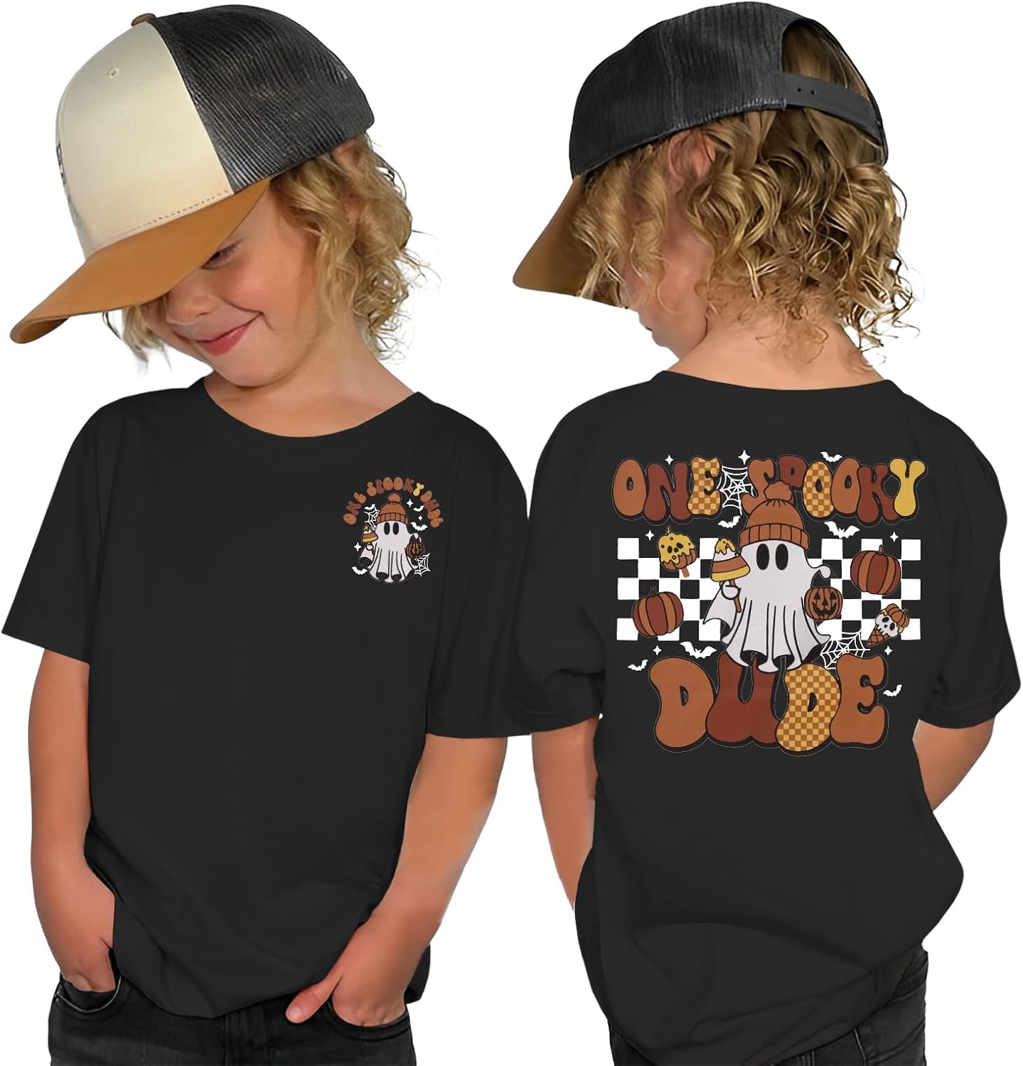 GLIGLITTR Toddler Boy Halloween Shirt One Spooky Dude Ghost Tshirt Baby 1st Halloween Birthday Tee Spooky Season Fall Outfits