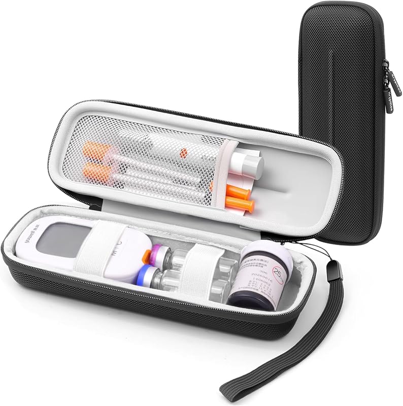 Diabetes Travel Case for Diabetic Test Kit Glucose Meter, Insulin Pen More | Portable Hard Travel Carrying Organizer Case for Blood Glucose Meter, Insulin Pen, Syringe, Lancets, Lancing Device & More