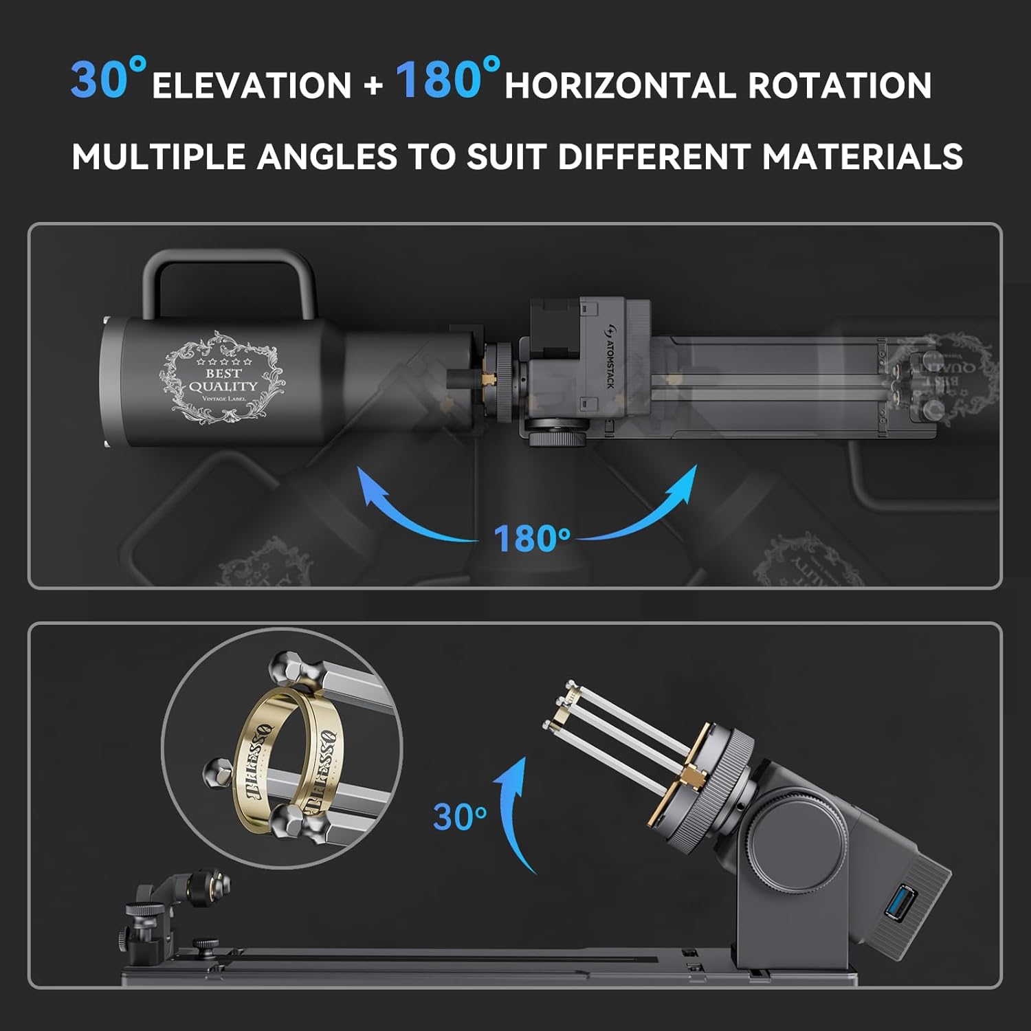 ATOMSTACK R8 Rotary Chuck angle adjustment