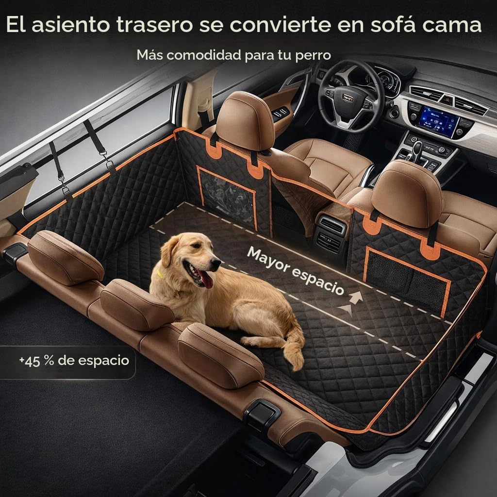 Euqvunn Manta para Perro de Auto (131.8 * 62.99 cm), [Tamaño Ancho & Clip Metálico] Protector de Maletero, Asiento Impermeable para Perro, Hamaca Universal para Todos los Autos y SUVs