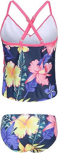 Miniatura 2 de Traje de baño tankini de dos piezas para niñas, traje de baño hawaiano teñido anudado para niñas de 3 a 16 años