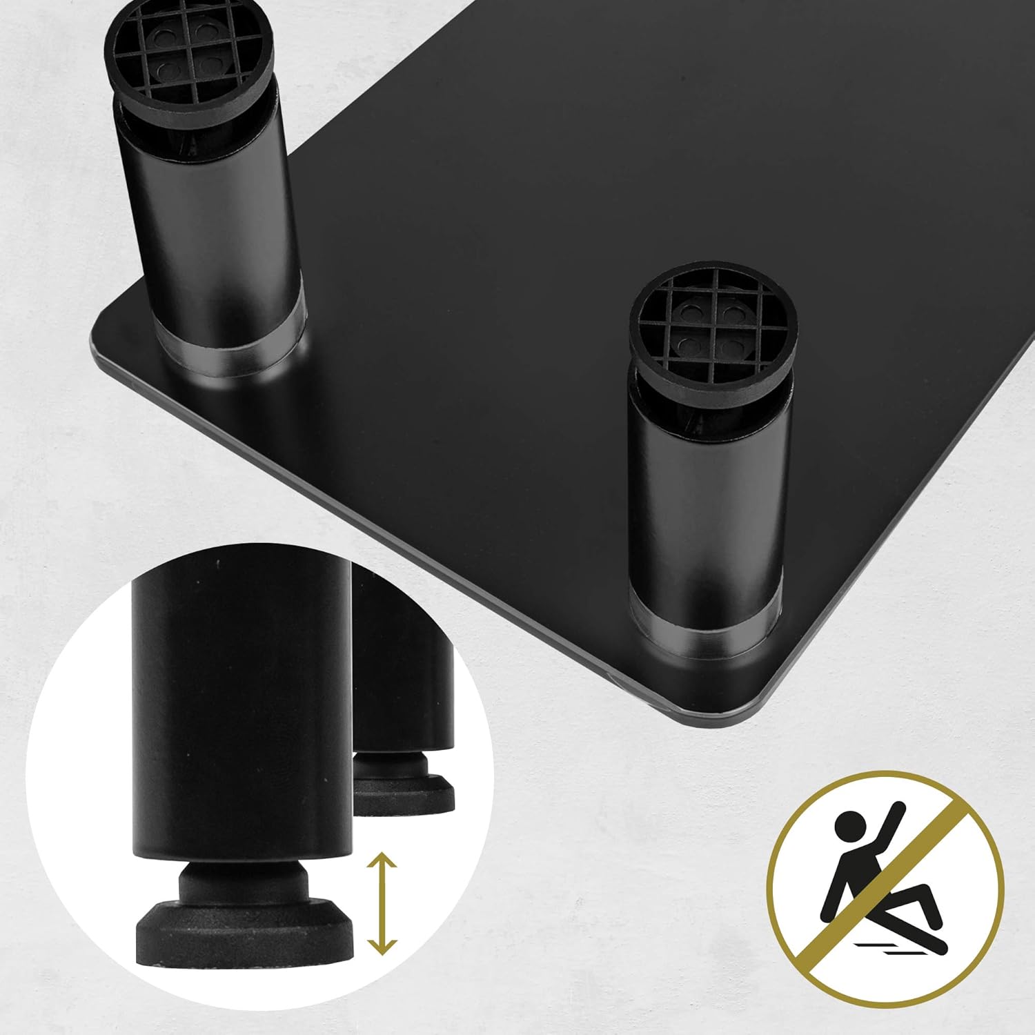 Duronic Monitor Stand Riser DM052-2 | Laptop and Screen Stand for Desktop | Black Tempered Glass | Support for a TV or PC Computer Monitor | Ergonomic Office Desk Shelf | 44lbs Capacity | 22-inch
