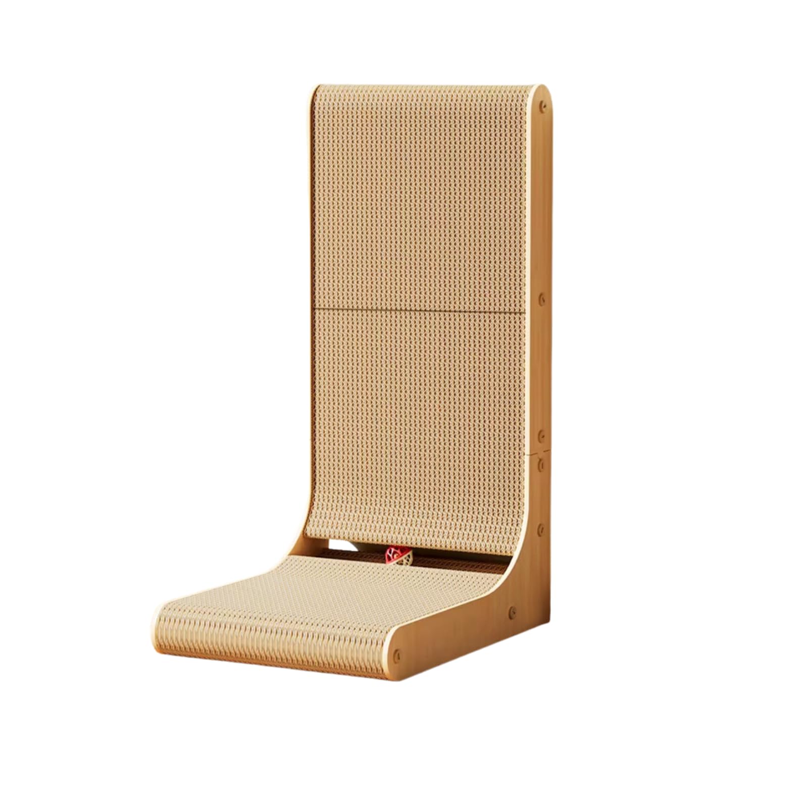 Griffoir vertical en forme de L en carton ondulé avec balle interactive, support mural et tapis griffoir pour chat à poser au sol, protège les griffes, jouet d'entretien des griffes de chat pour chats