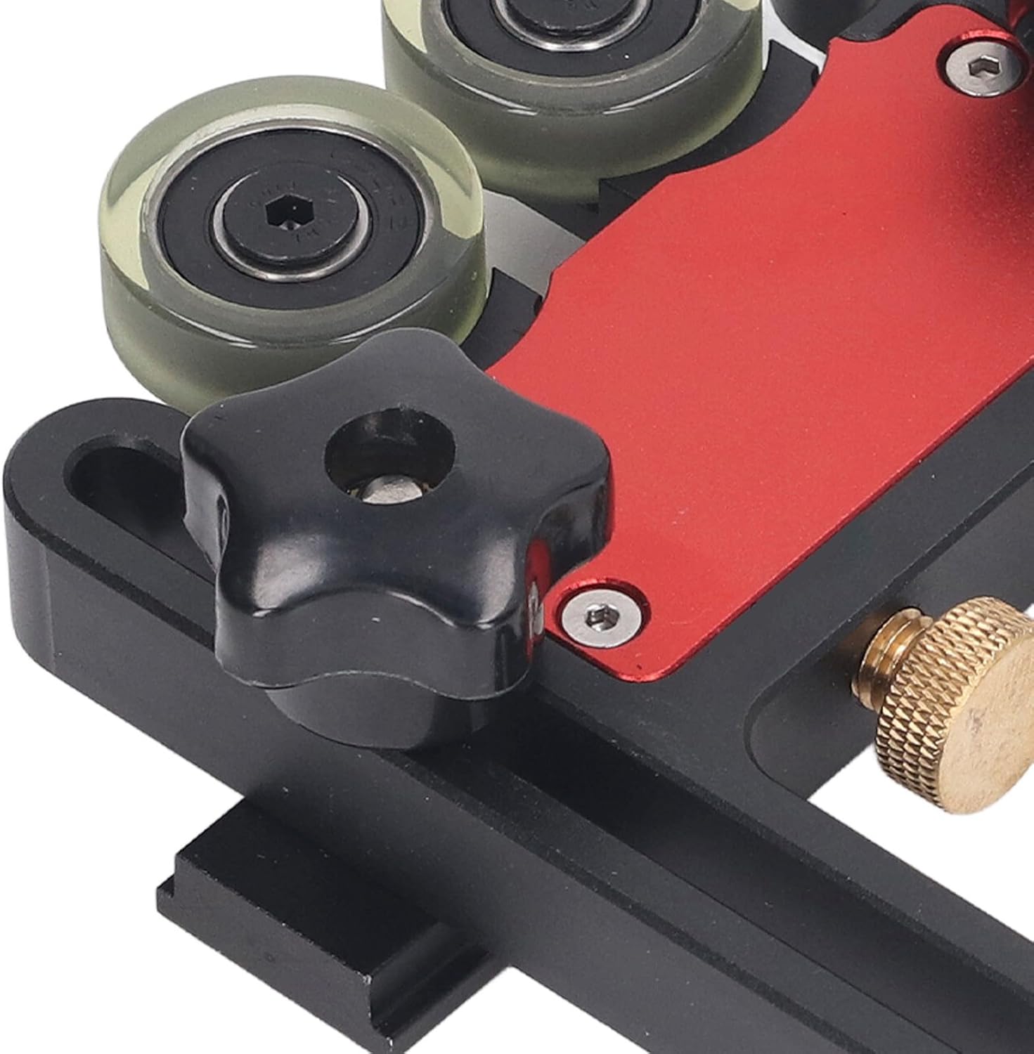 Aluminum Alloy Featherboard, Adjustable Table Saw Guide Roller with Polyurethane Wheels for Table Saws and Band Saws, Includes 2 Guide Rails and 4 Sliders