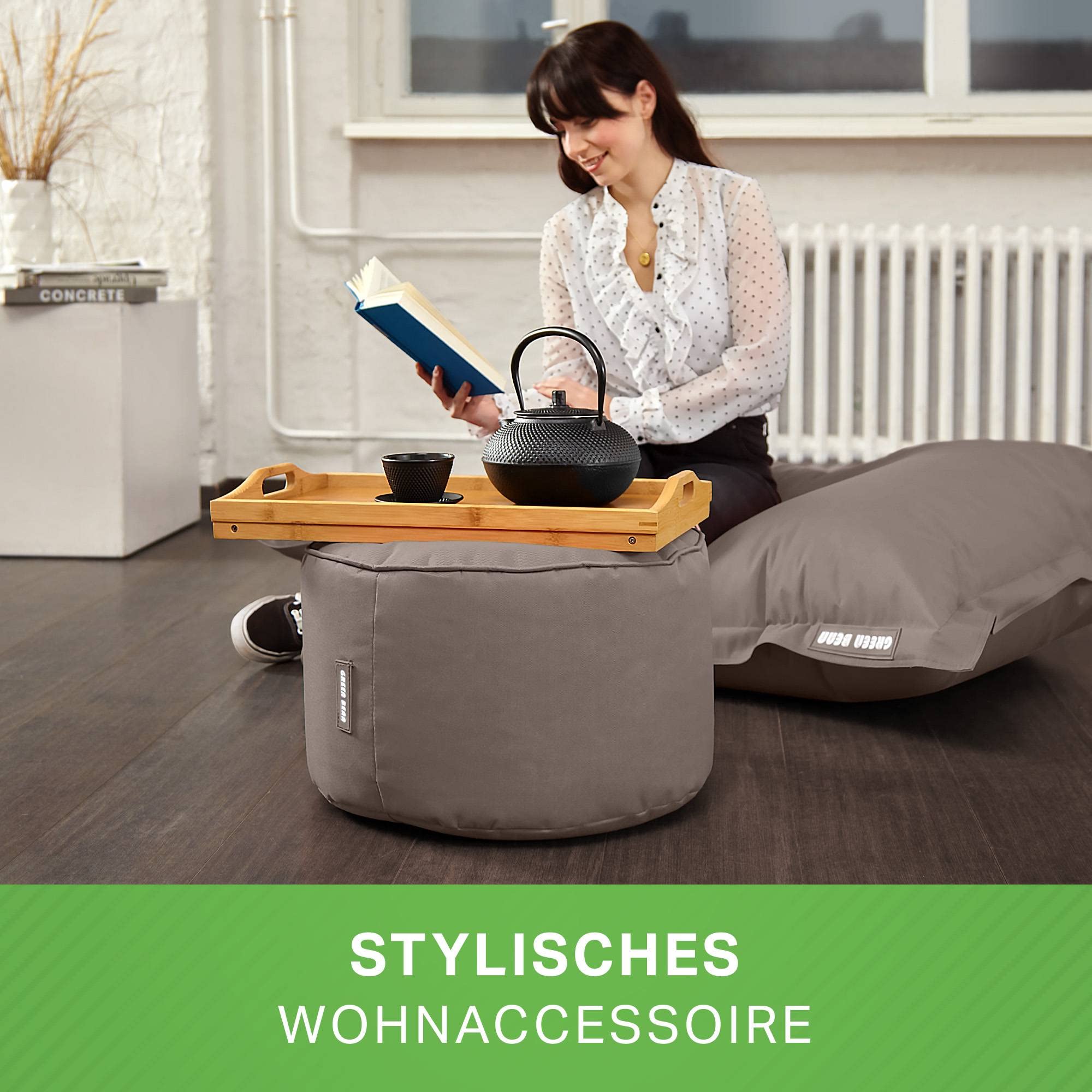 Green Bean Pouf + Sgabello Quadrato - Poltrona Sacco Già Imbottita