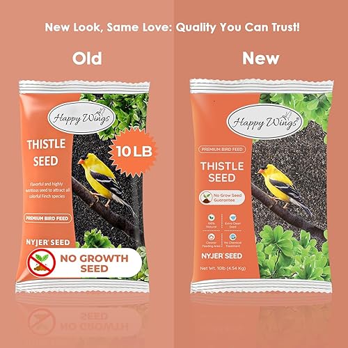 Miniatura 2 de NyjerSemillas de cardo con calcetín vacío para alimentos para aves silvestres - 10 libras I No Grow Seed