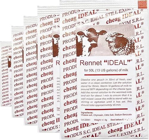Miniatura 4 de 10 x cuajo & Queso Mix 6 g bolsa para cualquier tipo de queso 1 bolsa de sal para 50 litros de leche...