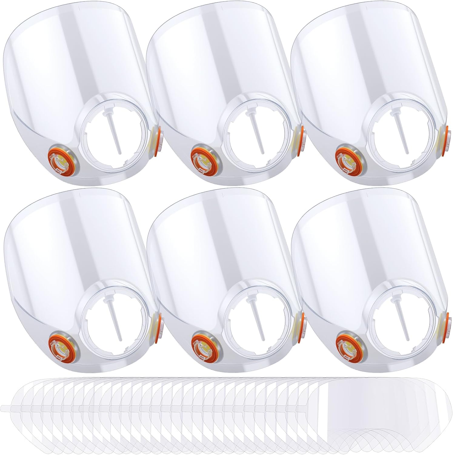 Tellegloww 6 Pcs Full Face Mask Respirator Replacement Lens Compatible with 6000 Series Full Face Respirator and 30 Pcs Peel off Lens Covers Compatible with 6000 6700 6800 Series for Painting Welding