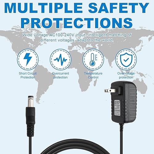 Miniatura 4 de Cable de fuente de alimentación de 9 V 3 A, 27 W, entrada de adaptador de CA de repuesto AC100-240V a CC 9Volt 3A Cargador de respaldo de 5.5