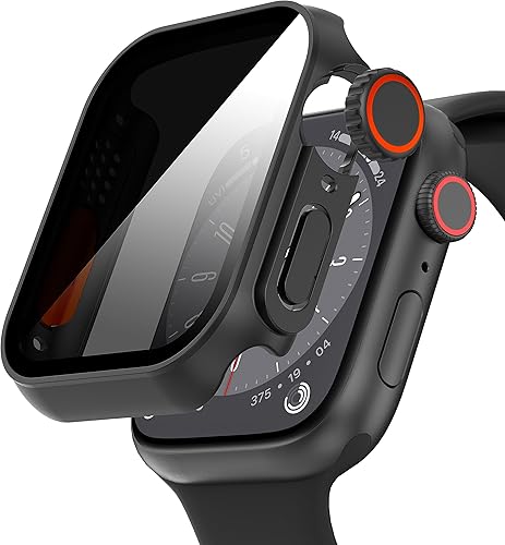 Suoman for Apple Watch 40mm Privacy Screen Protector Case, [Anti-Peeping] All-Round Durable Hard PC Protective Cover Tempered Glass for iWatch