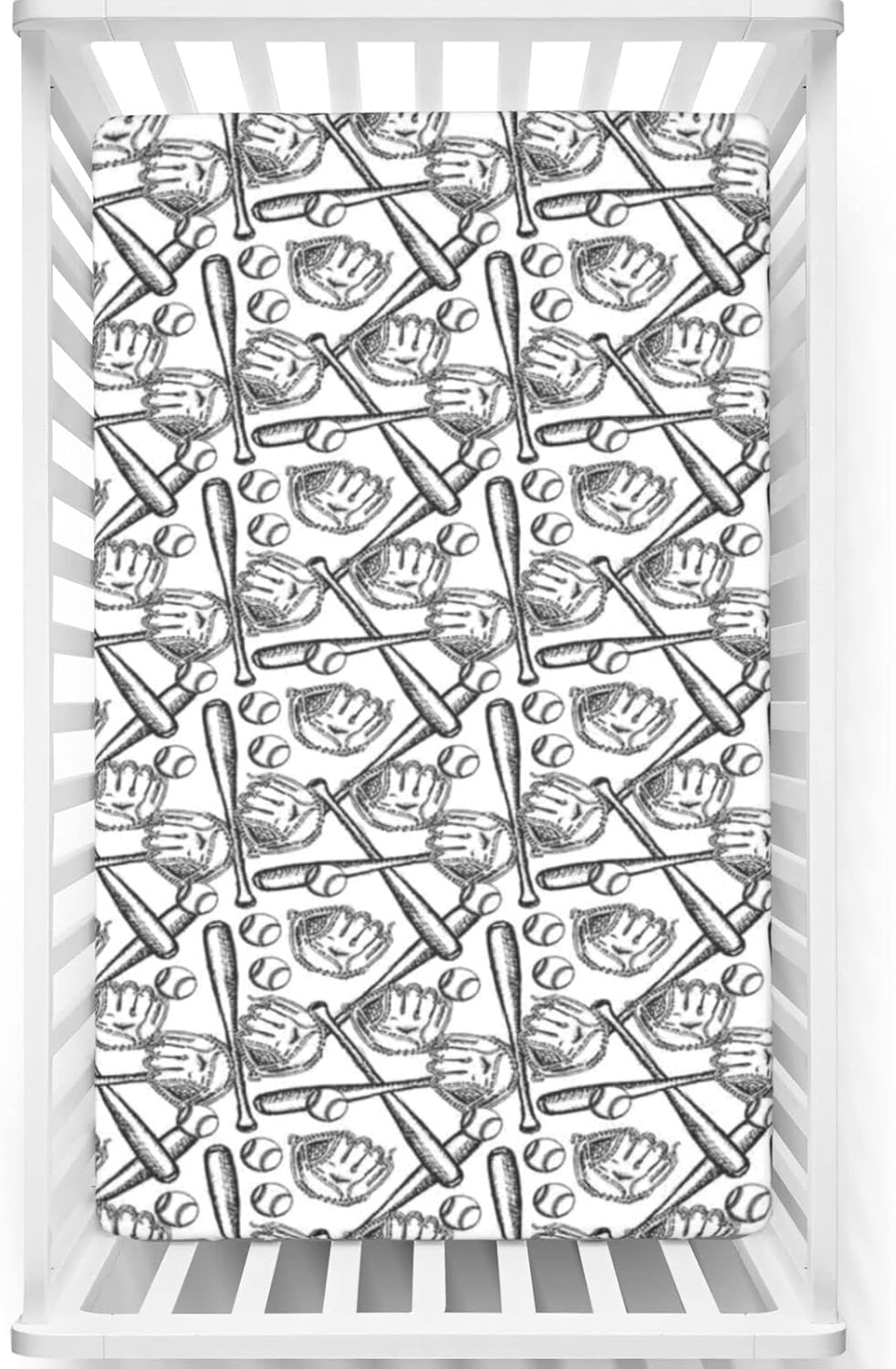Checkered Themed Fitted Crib Sheet,Standard Crib Mattress Fitted Sheet Ultra Soft Material-Great for Boy or Girl Room or Nursery, 28“ x52“,Pale Blue White