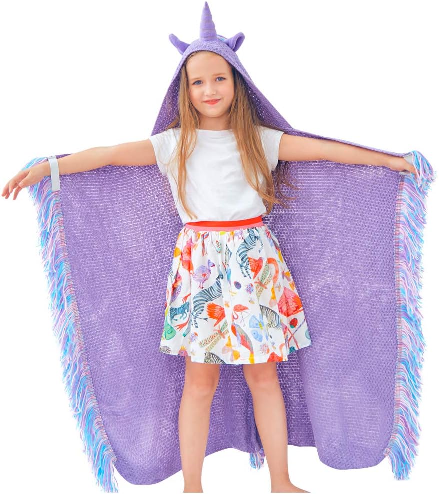 coperta con cappuccio per bambini unicorno