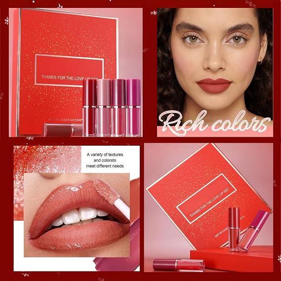 12 Colors High Color Lipstick Makeup Kit, Matte Liquid Lipstick & Nude Lip Gloss Set, Long Lasting Waterproof Velvet Lipstick, Moisturizing & Plump Lip Stain, Valentine's Day Gift Set for Women