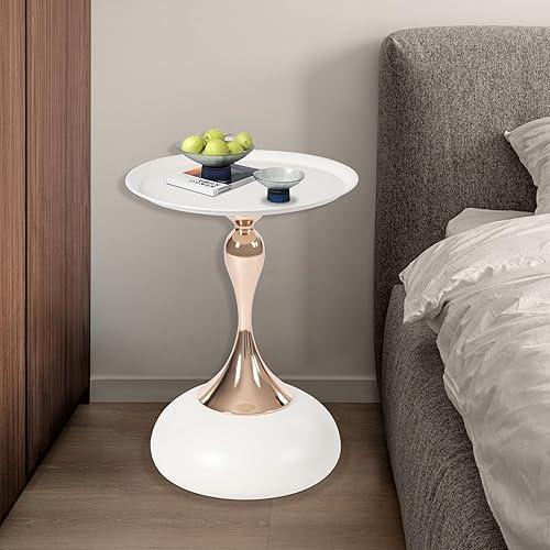 Miniatura 2 de Simple Modern - Mesa redonda pequeña, material de metal, mesa de cóctel para sala de estar (blanco)