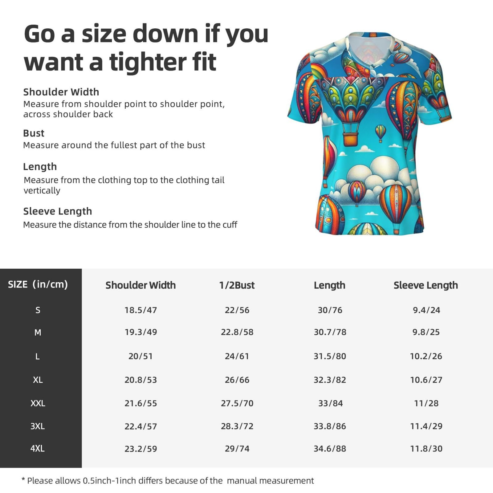 Stylish Athletic Sports Jersey Hot-Air-Balloon Men's Rugby Jersey Medium Black