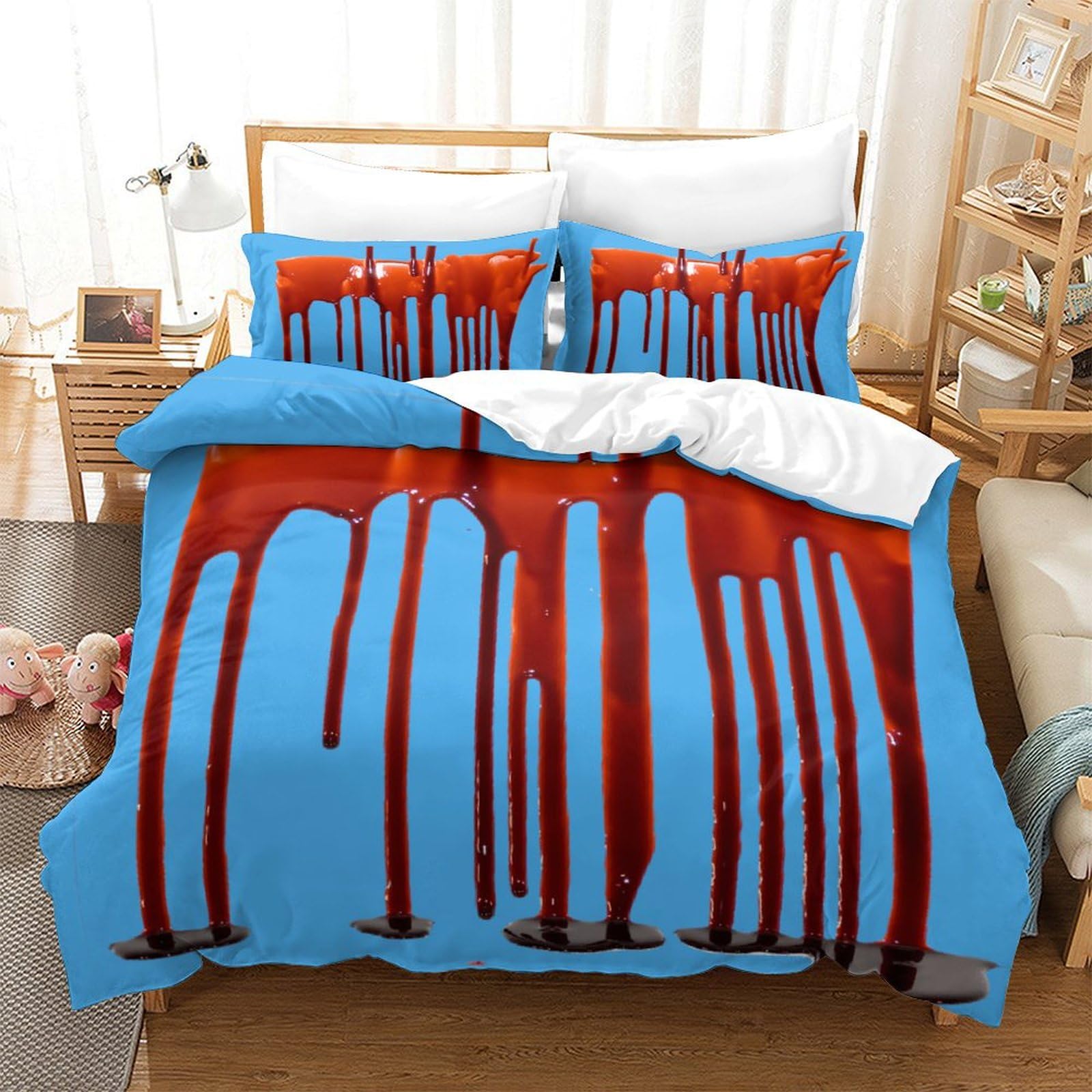 P1S9U7W5Y 3D Printed Abstract Graffiti Blood Pattern Duvet Cover Set 3pcs Microfiber Fluid Bedding Set King（220x240cm）