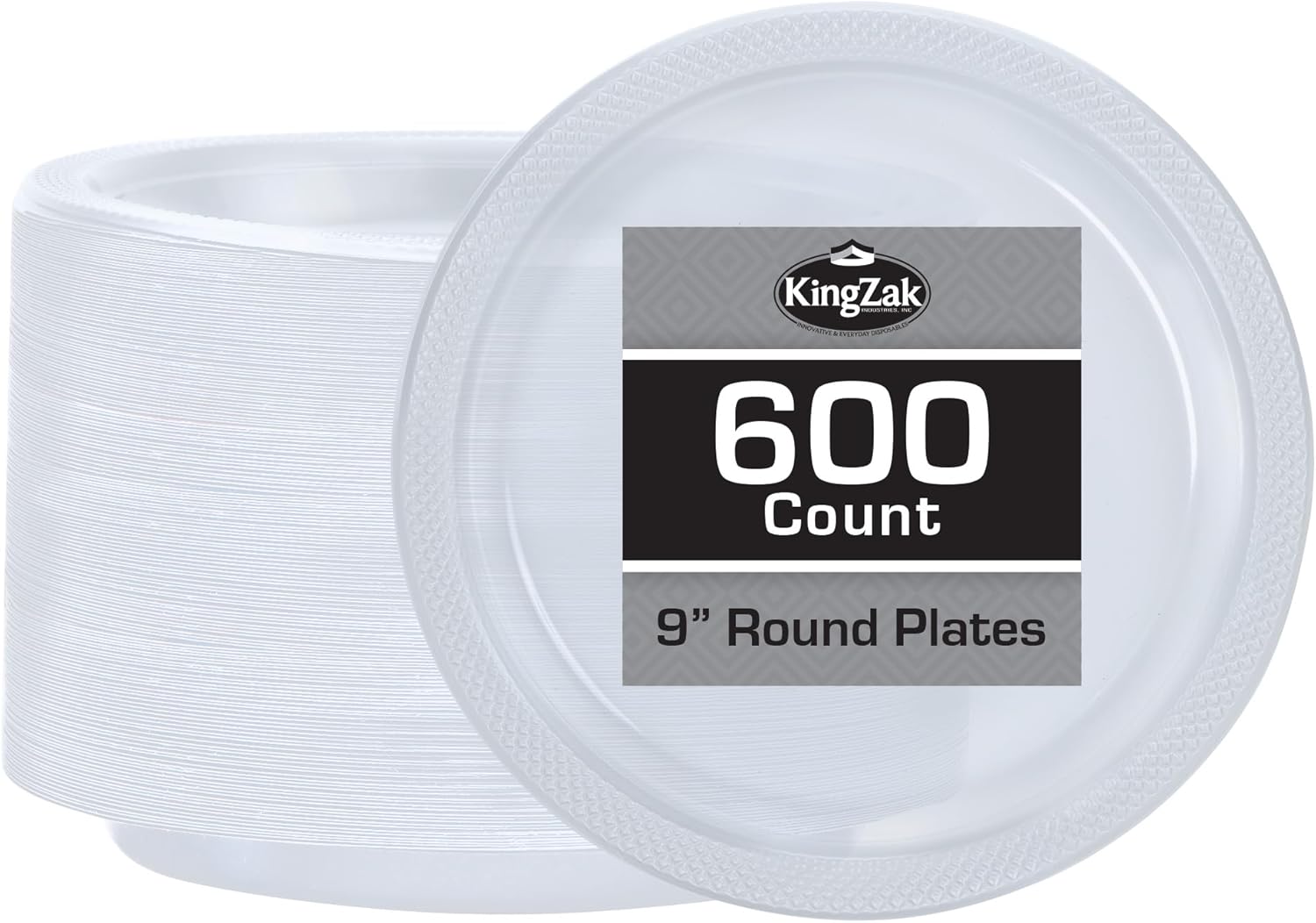 Hanna K. Signature Clear Plastic Plates 7 Inch 600 Count – Heavy Duty Disposable Dinner Plates Bulk for Catering, Weddings & Events