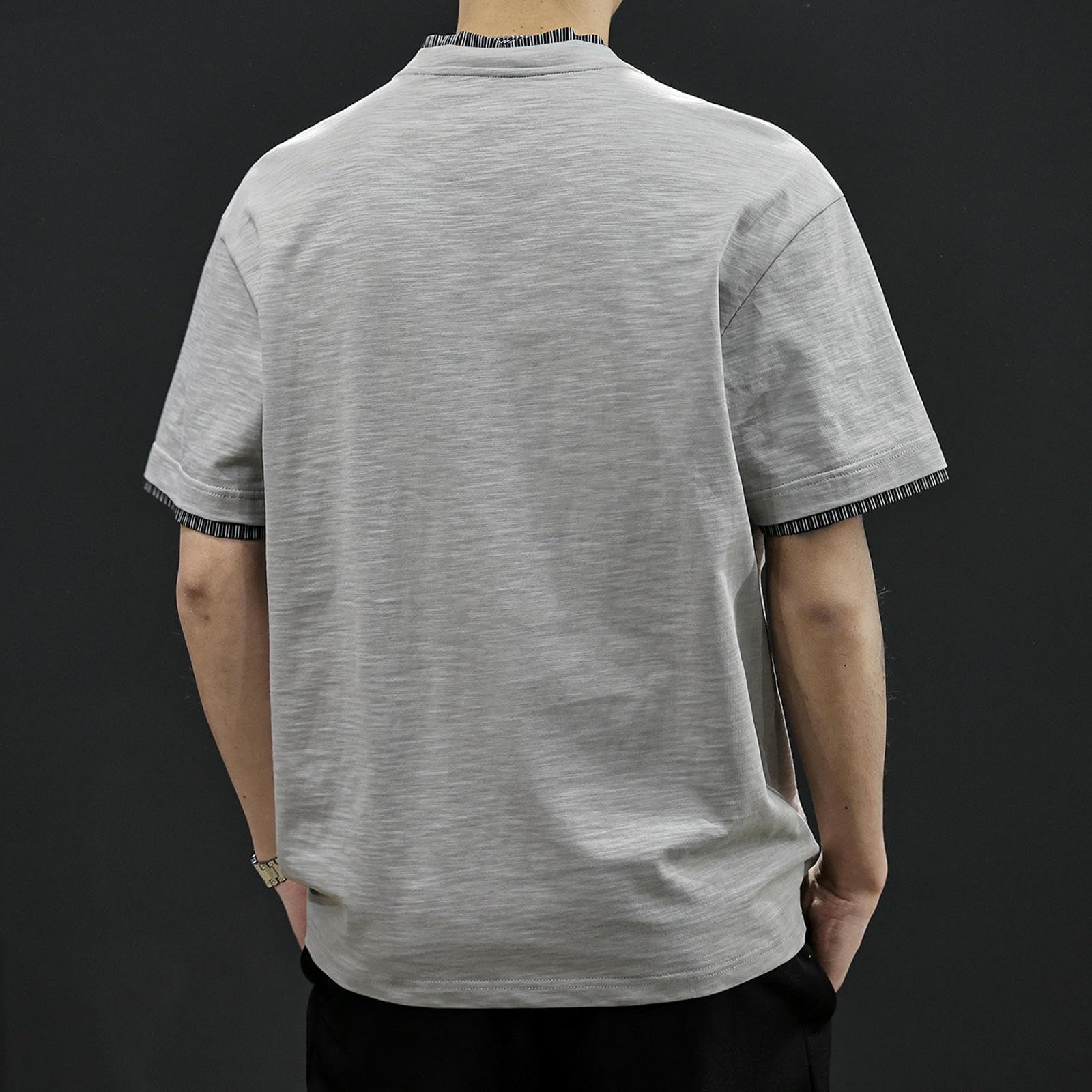 Oversized Tshirt Herren Lässiges, Locker Geschnittenes Sommer-T-Shirt Für Herren In Großen Größen Mit Farblich Abgesetztem Einsatz Und Polokragen