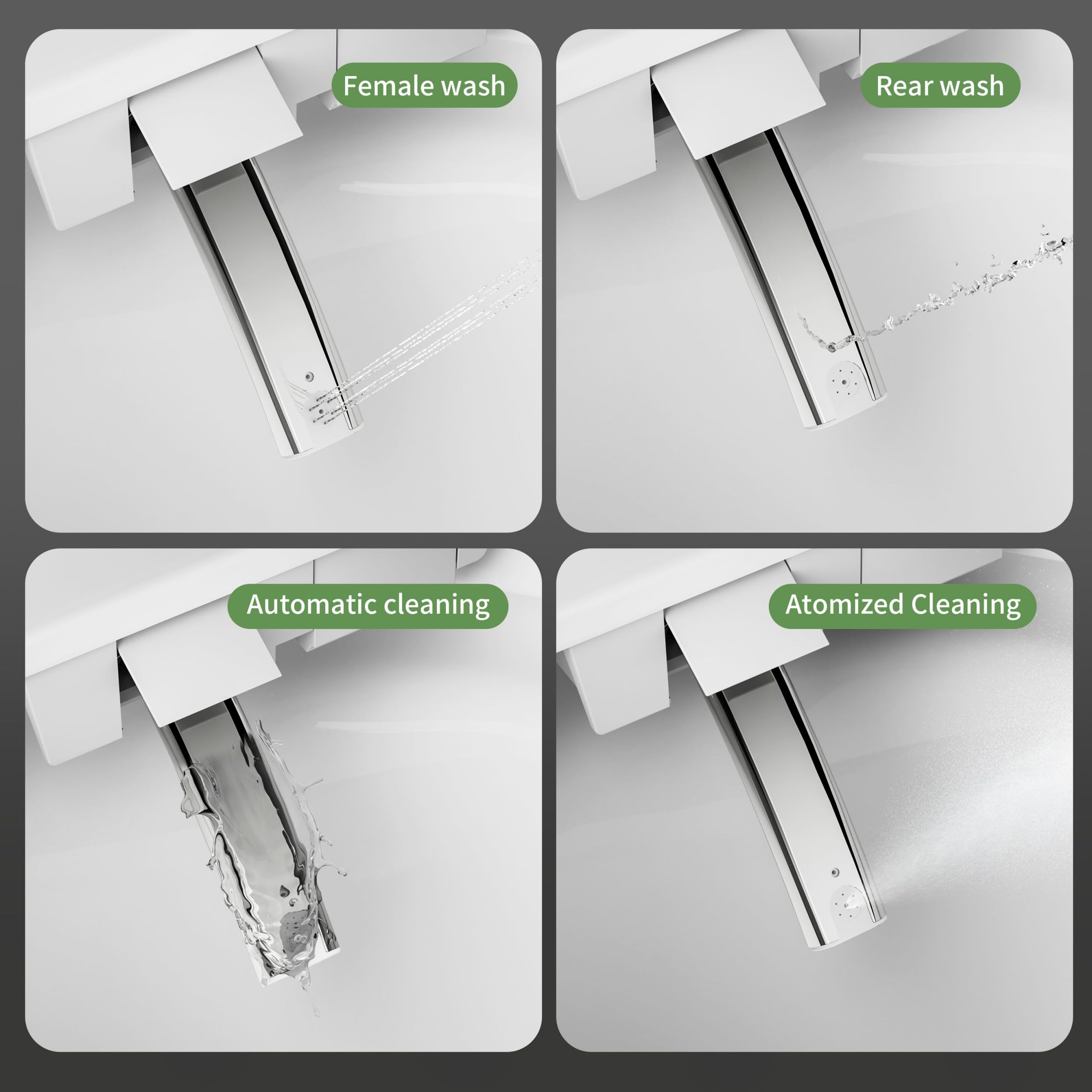 Tankless Smart Toilet with Integrated Bidet One Piece Elongated Intelligent Toilet with Heated Seat Child Mode Foot Kick — view 4