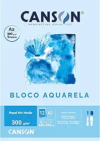 Bloco Aquarela A2 300g/m², Canson, 66667182, 12 Folhas