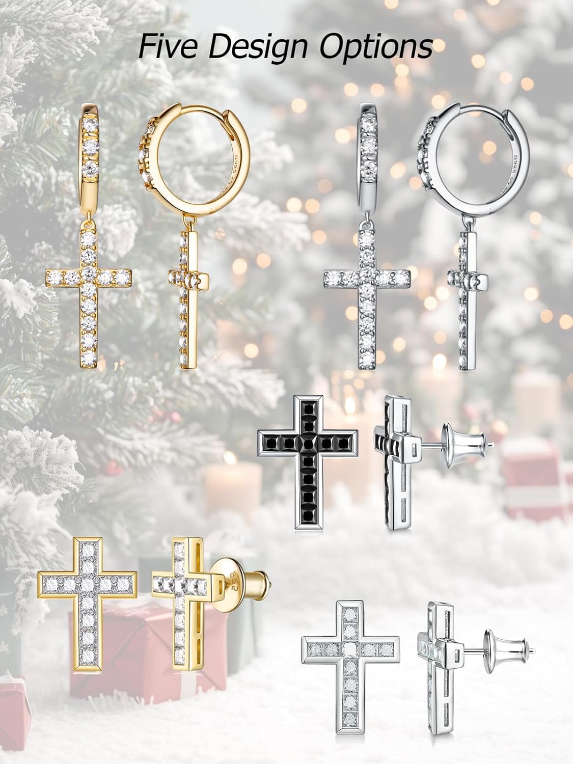 D Color VVS1 Clarity Moissanite Sparkle Cross Earrings Unisex, Really Authentic Solid 925 Sterling Silver Hypoallergenic, Birthday Anniversary Valentines Ideal Gift for Women Men - Image 8