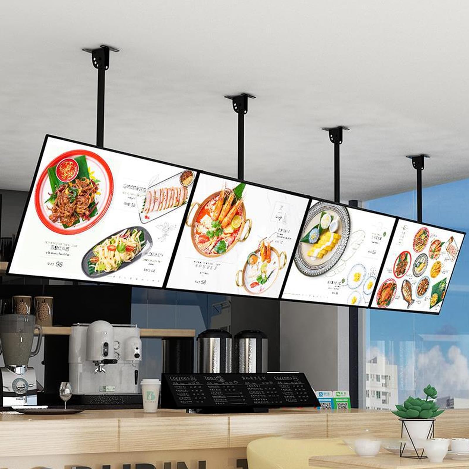 Menu LED Light Box, Ultra-Thin Light Box With Snap on Frame, Advertising Screen for Commercial Display, Suitable for Restaurants, Cafes Horizontal 50 * 60cm