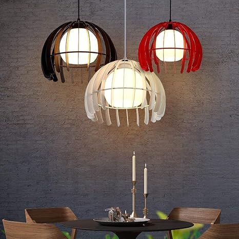USIFAZ USIFAZ Eenvoudig Nordic Kleine Kroonluchter Met Glazen Opknoping Lamp Creatieve Slaapkamer Studie Bar Single-head Kledingwinkel Plafond Hanglamp E27 Verlichtingsapparaat (Color : Rood) photo 2